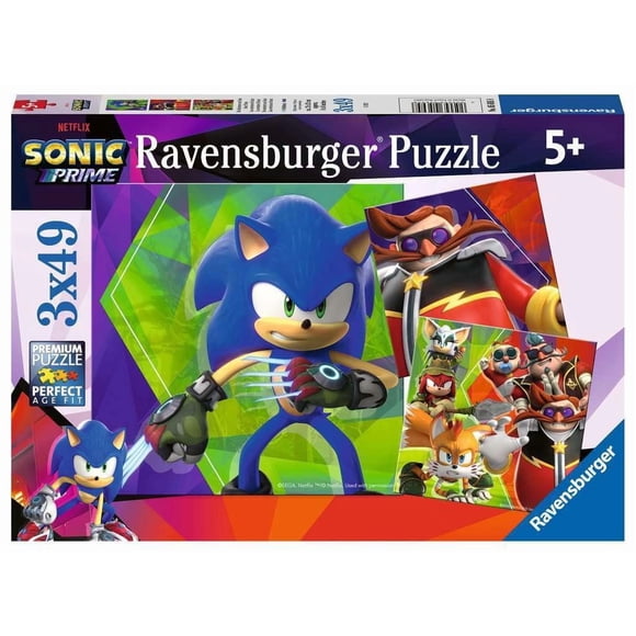Rompecabezas Ravensburger Sonic Prime 3X 49 piezas para niños mayores de 5 años