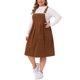 thumbnail image 4 of Agnes Orinda Conjuntos de Halloween Vestido Pichi de Pana Talla Grande para Mujer con Pliegues en Línea A con Bolsillos y Correas Ajustables 4X Marrón, 4 of 8