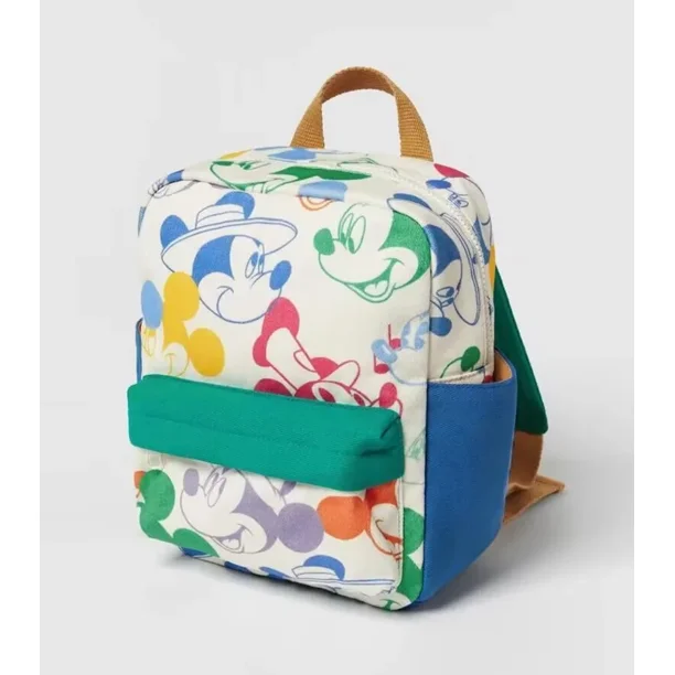 Canvas Disney 2024 New Fashion Children's School Bag Student Multifunctional Backpack Color Matching Mickey Mouse Print Backpack