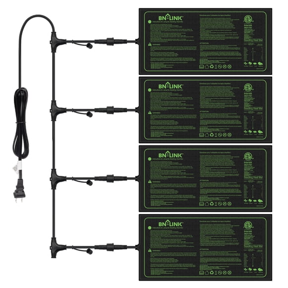 Tapete térmico para plántulas BN-LINK 25 x 53 cm impermeable, paquete de 4