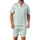 thumbnail image 1 of INSPIRE CHIC Conjunto de Pijama de Satén para Hombre de Manga Corta con Botones a Rayas Ropa de Dormir de Seda Conjunto de Pantalones Cortos M Verde, 1 of 5