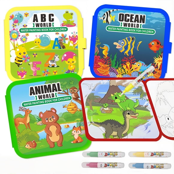 Libro de pintura al agua Bresdim para niños pequeños con bolígrafo de agua, paquete de 4