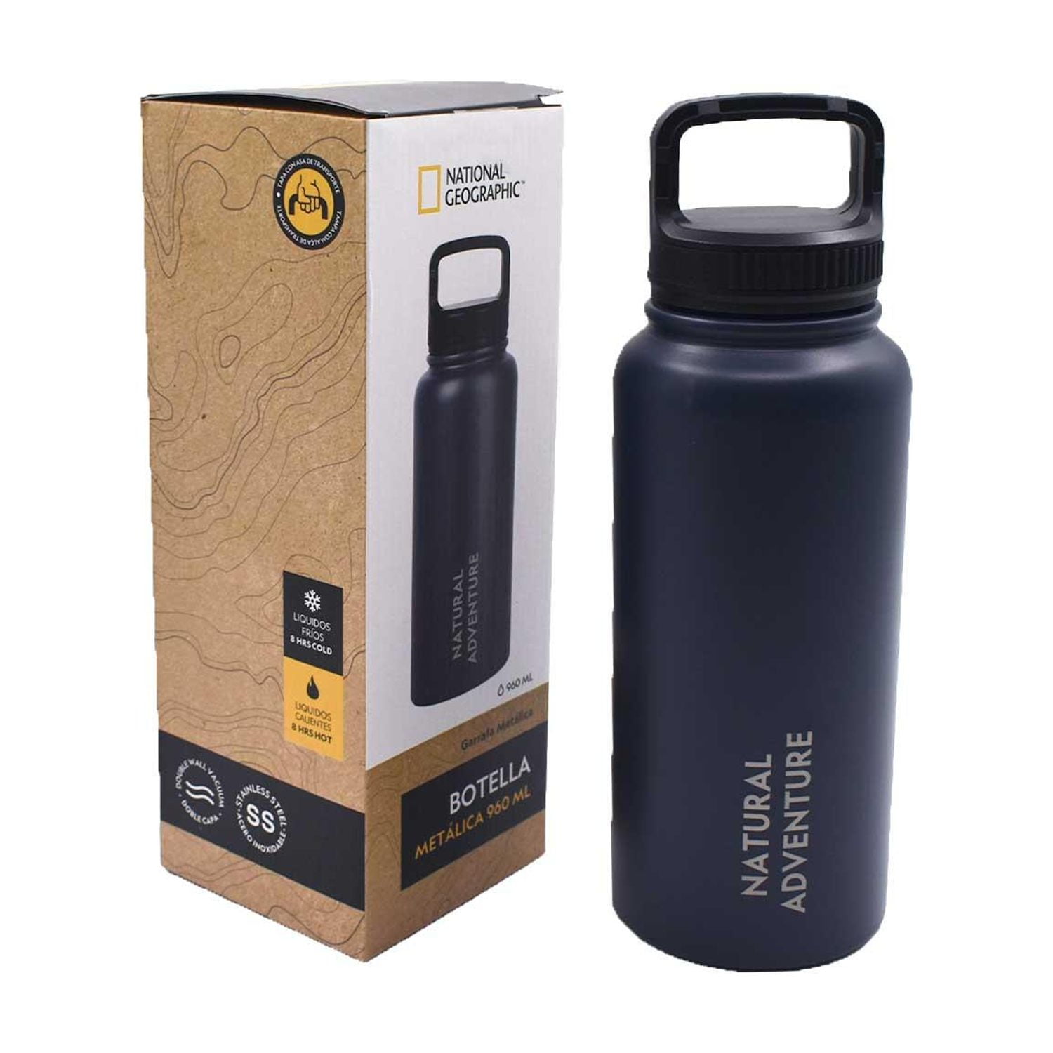 National Geographic - Botella Metálica Térmica Boca Ancha 950ml Azul