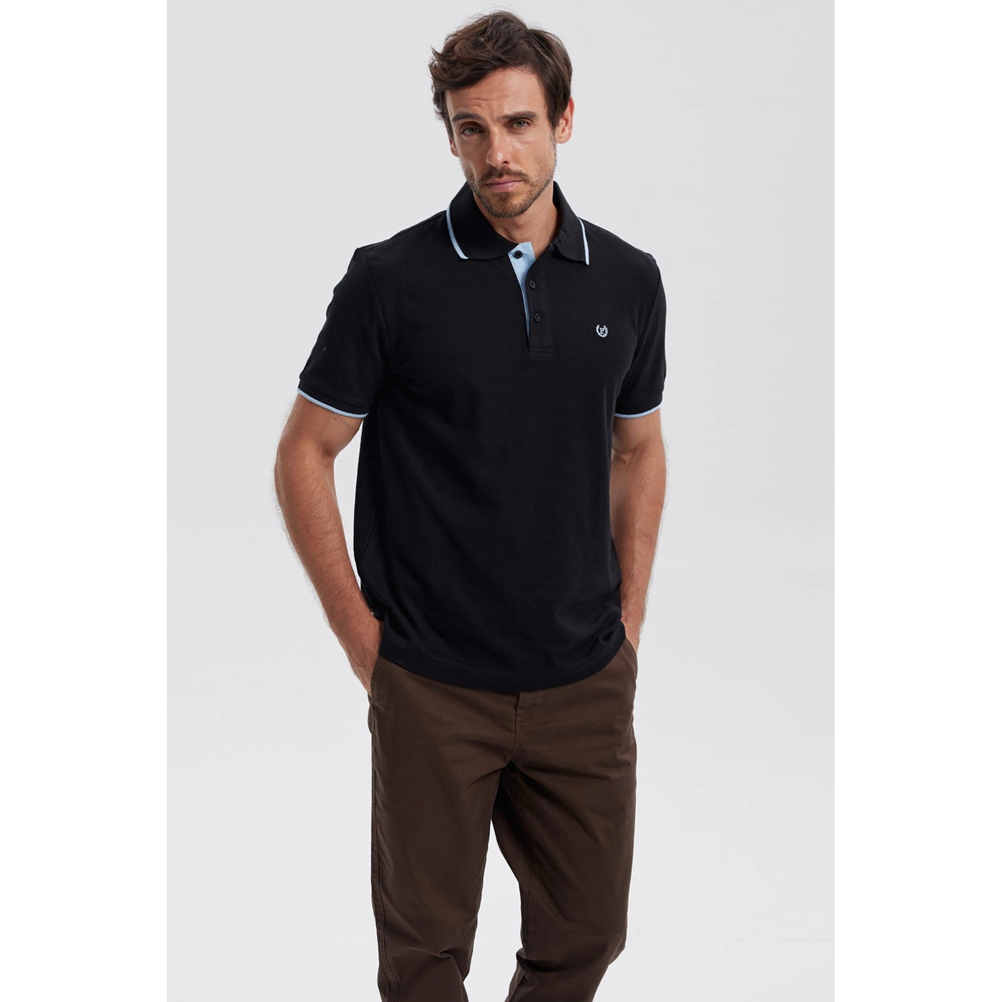 Fashionspark - Polera Hombre Piqué Básica Lisa Negro - Lv