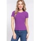 thumbnail image 1 of Saronite Top de Manga Corta con Cuello Redondo y Canalé de Algodón Básico, Morado (para Mujer), 1 of 4