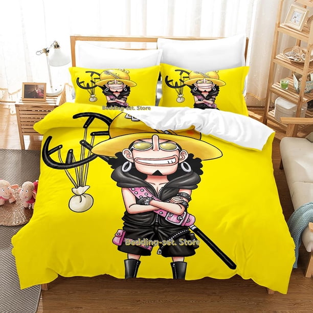 Kawaii Usopp Bedding Set Single Twin Full Queen King Size Bed Set Adult Kid Bedroom Duvetcover Sets Cool Anime Bed Sheet Set Bed Sheets