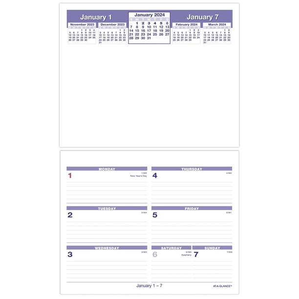 Recarga de calendario de escritorio de un vistazo para 2024, voltearlo una vez por semana