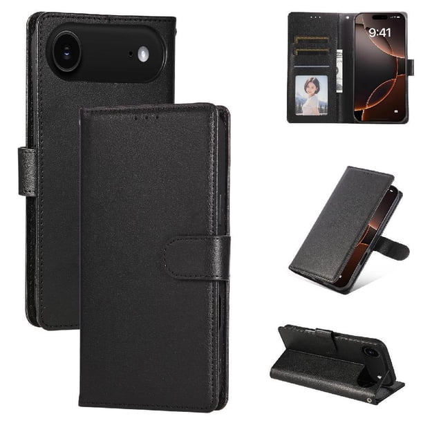 Funda Cartera para iPhone Air con Tarjetero, Soporte y Cordón - Protección Negro