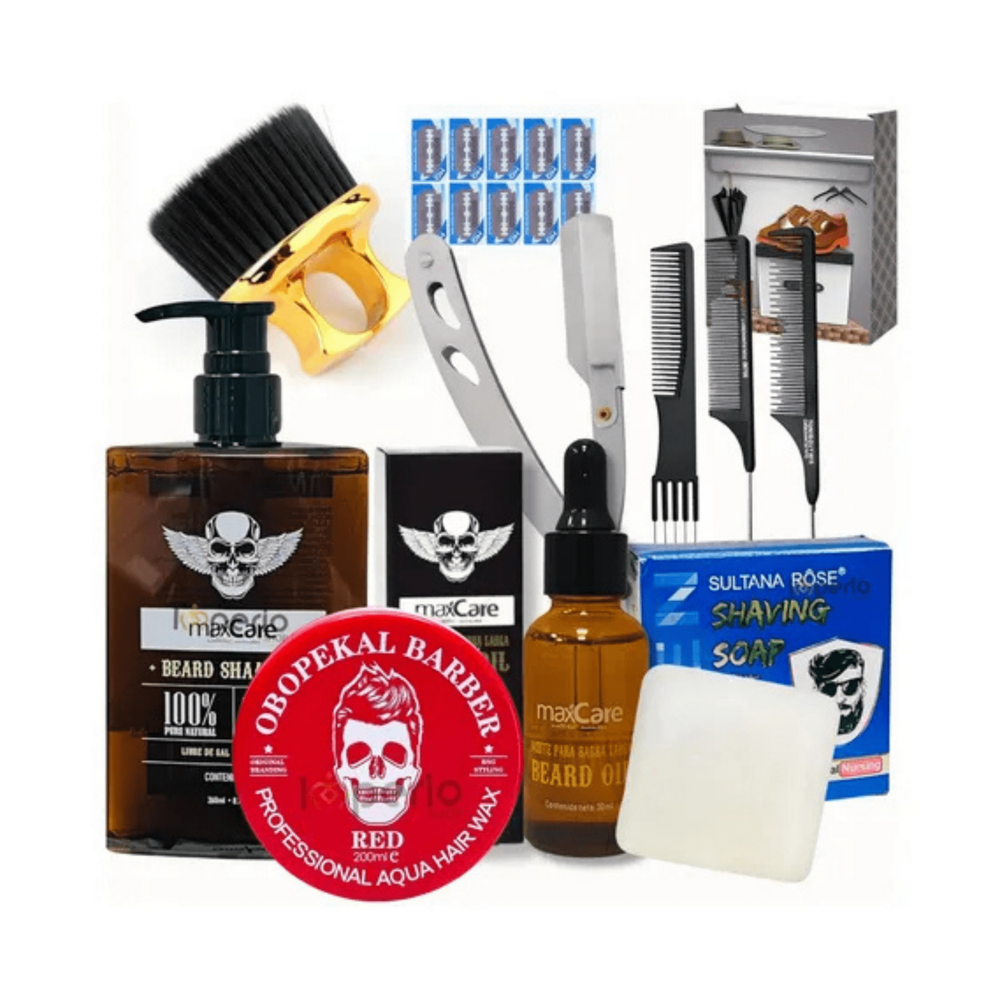 Maxcare-guanjin - Kit Barberia Aceite Cera Shampoo Navaja Cepillo