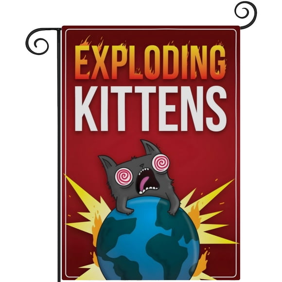 Exploding Kittens-bandera de jardín temática. 28CM*45CM