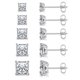 thumbnail image 1 of Aretes MDFUN 18K Chapados en Oro Blanco con CZ Cuadrados 5 Pares, 1 of 8