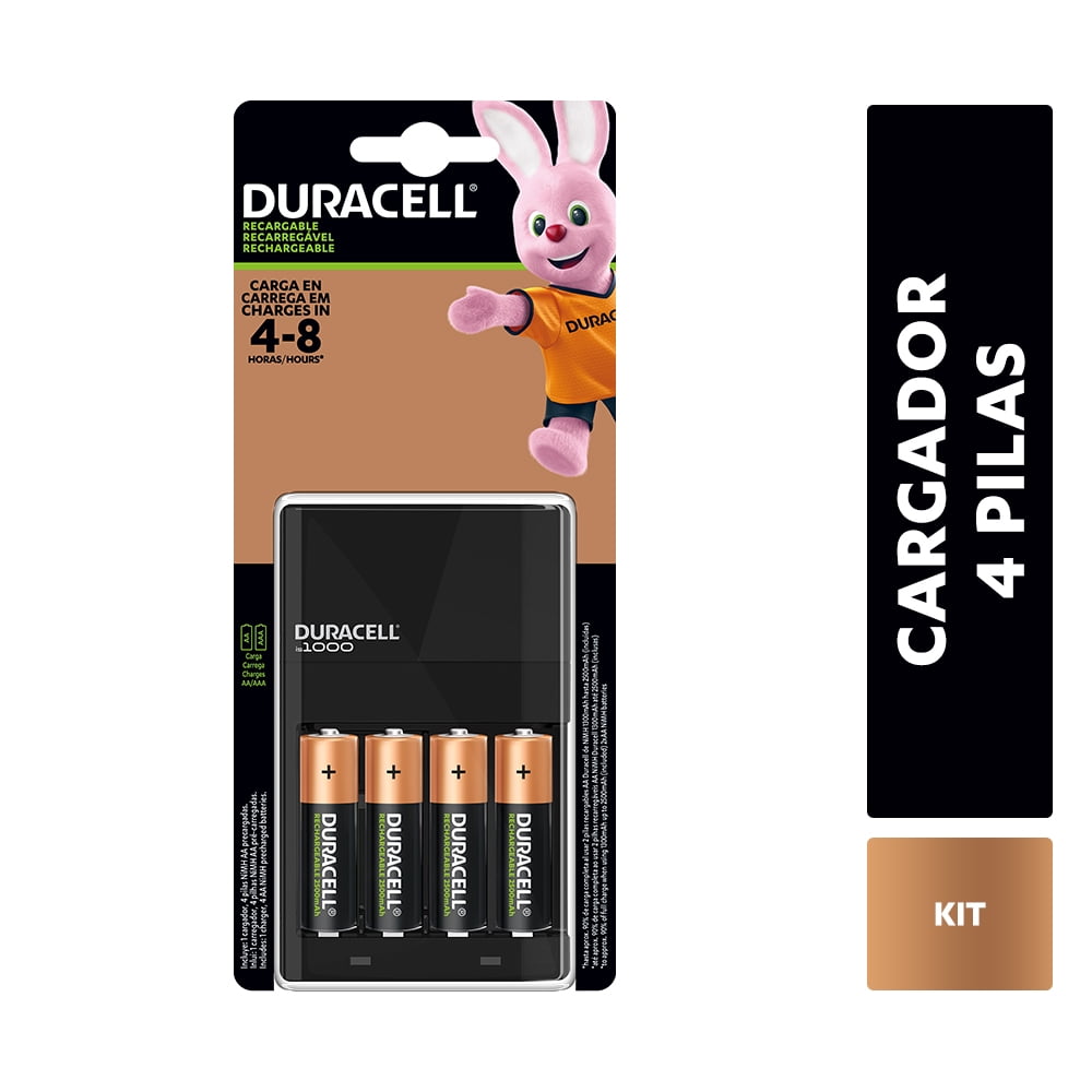 Duracell - Pack 4 Pilas Recargables Aa + Cargador Pilas Aa/aaa