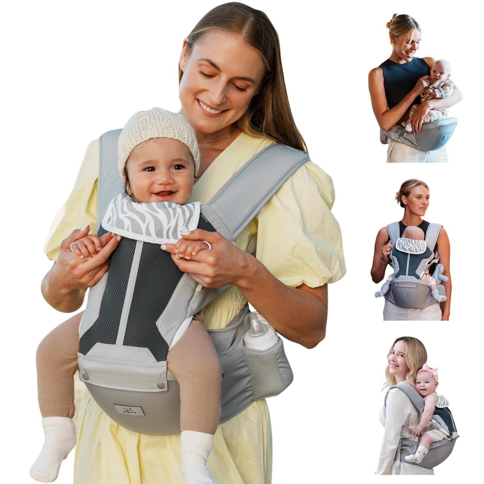 Portabebés Momtory De Recién Nacido A Niño Pequeño, 6 En 1, Gris, 3,2-22,7 Kg