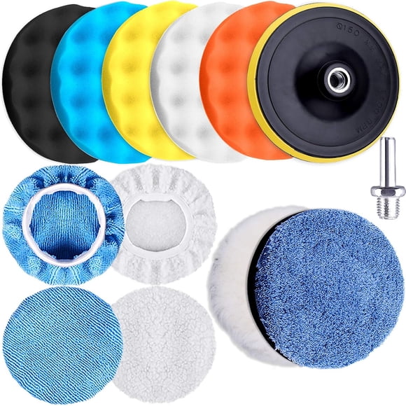 Kit Pads de Pulido SIQUK SB20086 6 in 13 Piezas Microfibra para Vehículo