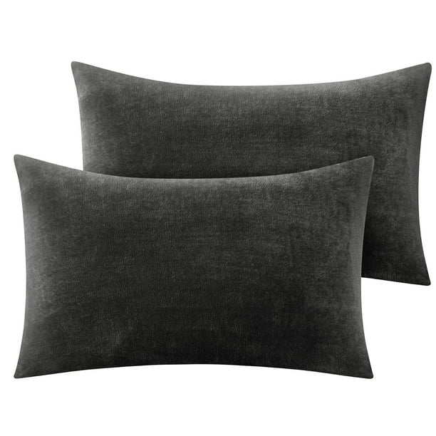 Juego estándar de 2 fundas de almohada de franela, funda de almohada de forro polar súper suave con cremallera para dormitorio, sofá, sillón, lujosa y acogedora.