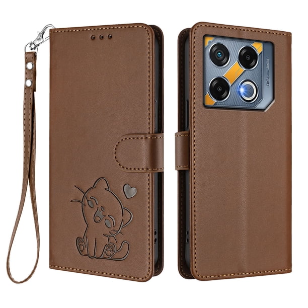 Funda Volteable tipo Billetera con Correa para Infinix GT 20 Pro 5G, Marrón