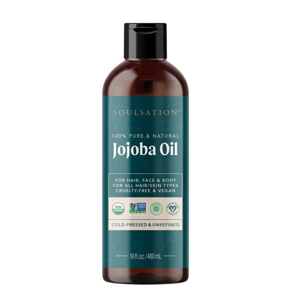 Aceite de jojoba SOULSATION Organic 100% puro para piel, cabello y rostro