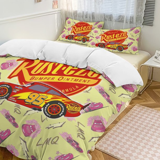 95 Rusteze Cars Lightning Mcqueen Comforter Set Soft 3 Pcs Twin Bedding Sets Thicken for All Season