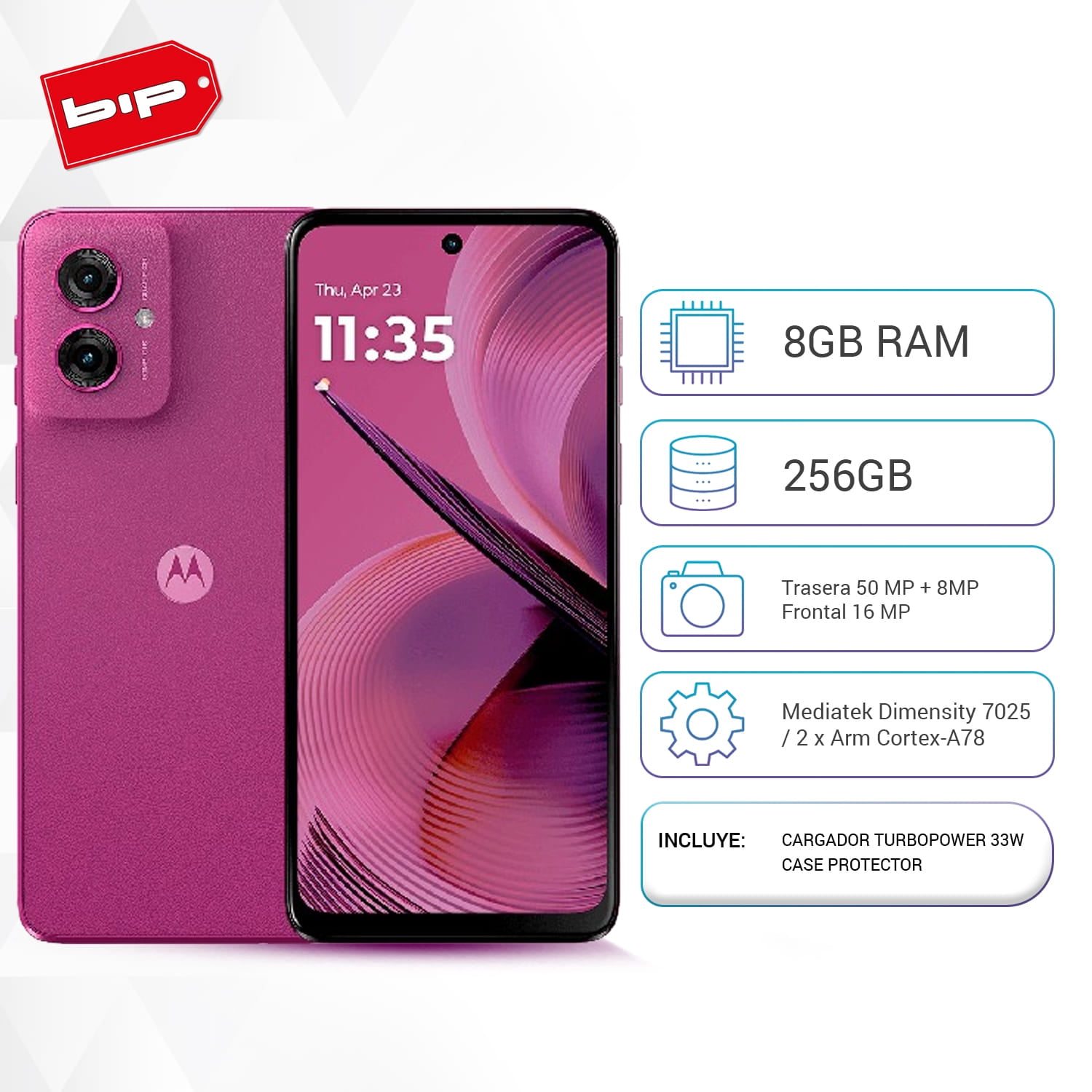 Celular Moto G55 5G Pink 8GB+256GB-Nuevo | Lider