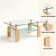 thumbnail image 5 of Mesa de centro para living rectangular de vidrio y madera, 5 of 7