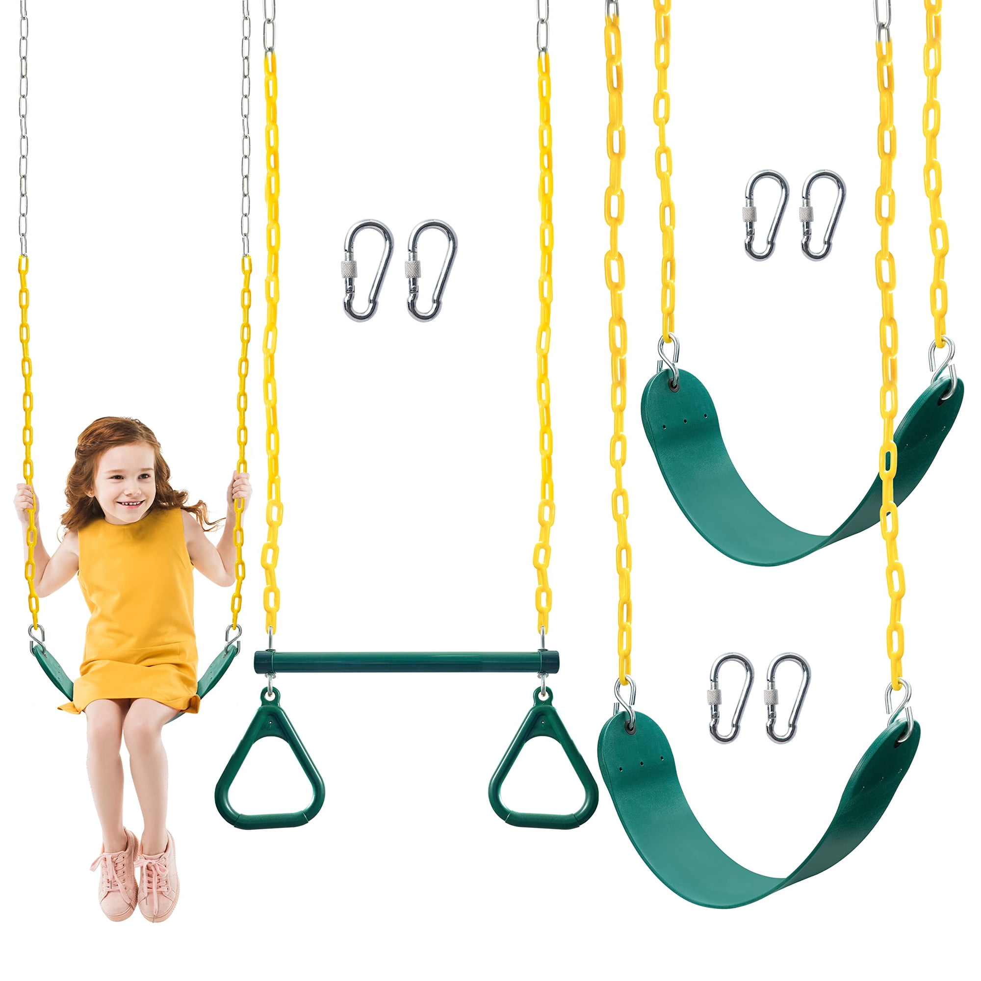 Juego De Columpios Turfee, Paquete De 3 Unidades, Con Anillas De Gimnasio, Color Verde