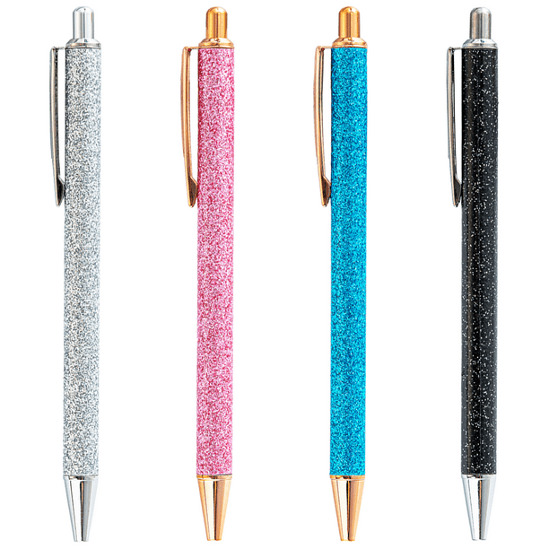 4 bolígrafos de punta redonda, cómodos bolígrafos de escritura, bonitos bolígrafos, suministros de oficina para mujeres y hombres.