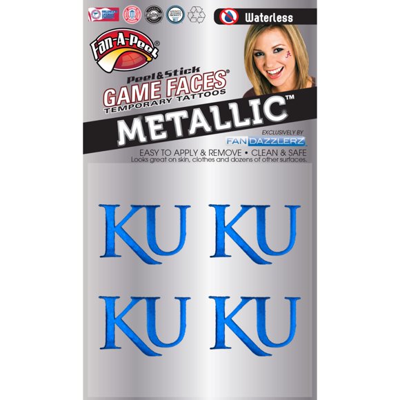 Tatuaje Temporal FAN-A-PEEL Kansas Jayhawks Metálico