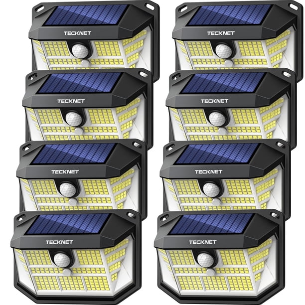 Luces Solares con Sensor de Movimiento TECKNET 231 LED para Exterior Impermeables - Pack de 8