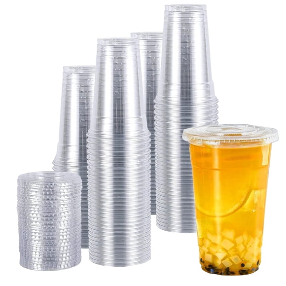 Vasos De Plástico Clear Crystal 700 Ml Con Tapas 100 Juegos