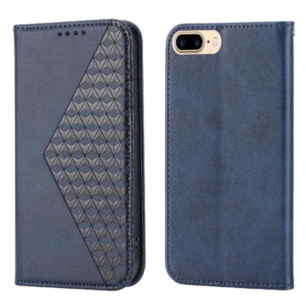Funda Flip FOXDOCK para iPhone 7 Plus/8 Plus , Estilo Billetera con Diseño Rombo, Correa de Mano y Soporte, Uso Diario