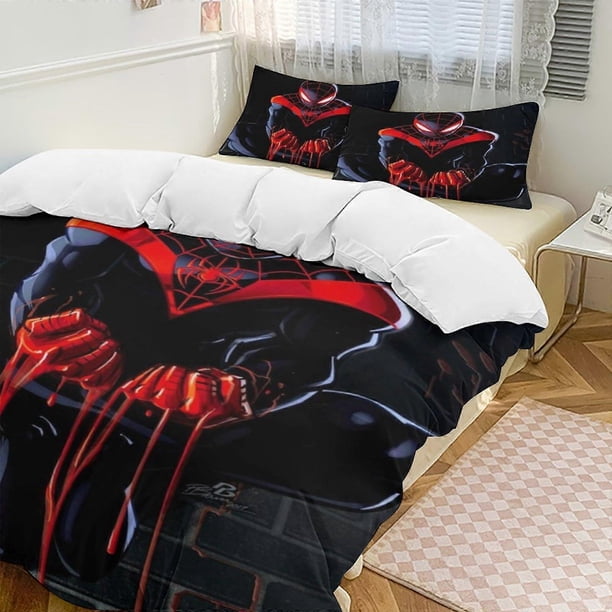 Juego de ropa de cama de microfibra con funda nórdica de plumas de Miles Morales,