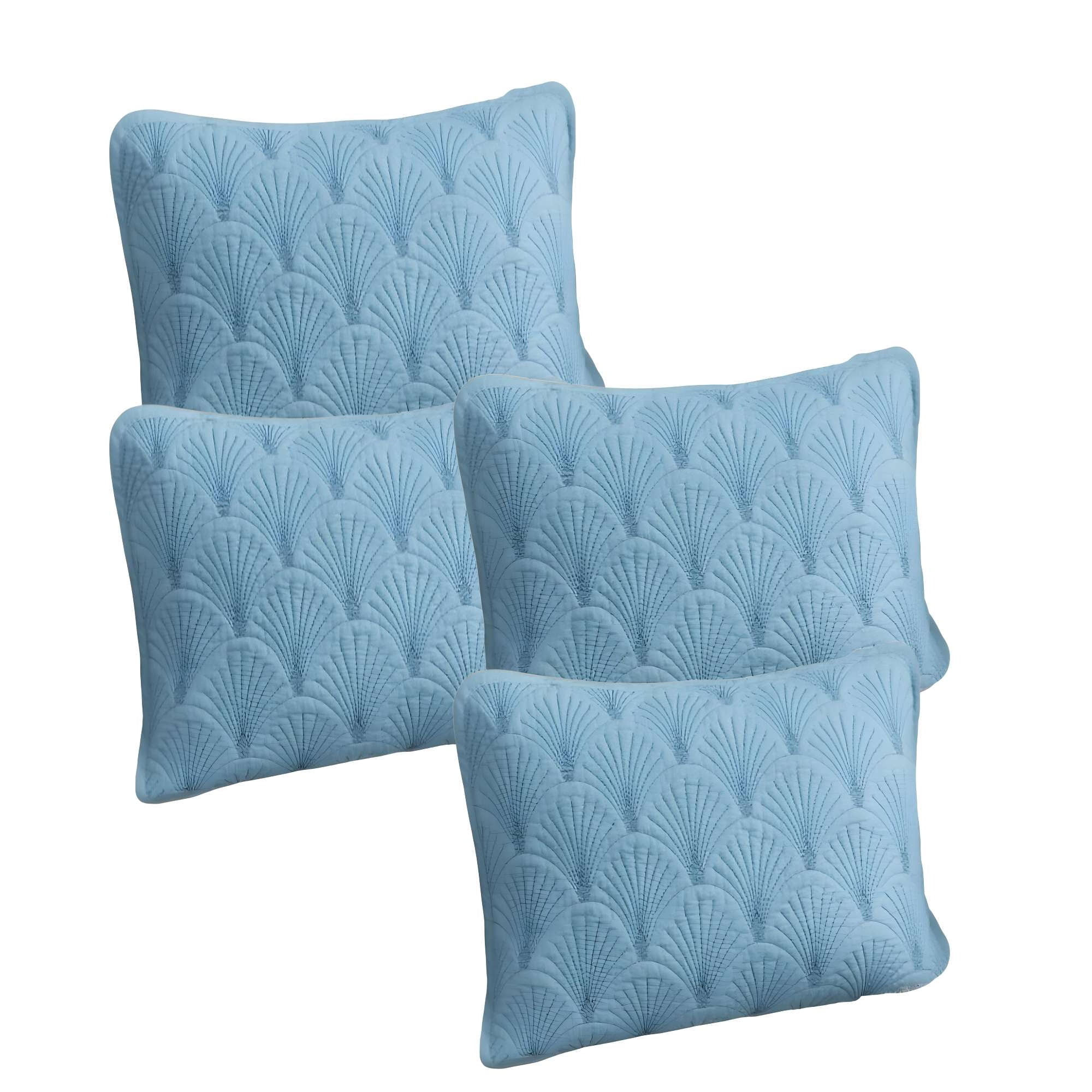 Genérico - Set De 4 Fundas De Cojin Serie Abanico 30x50 Cm Celeste