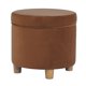 thumbnail image 5 of Ottomán de Almacenamiento Benjara Gio Redondo de 19 Pulgadas con Tapa Elevable Marrón, 5 of 6