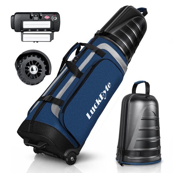 Bolsa de viaje para golf LuckByte con candado TSA 1680D Oxford azul