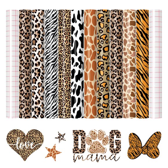 Vinilo HTVRONT Leopardo - Pack de 10 unidades compatible con Cricut