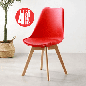 Tienda El Garage - Pack 4 Sillas Tulip Eames Dsw Roja