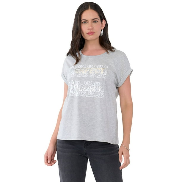Polera Mujer Gris M/C Focal Print Corona