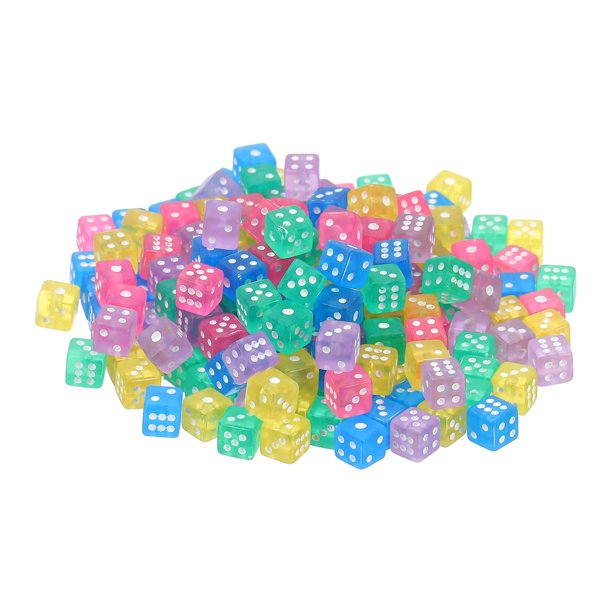 Paquete de 200 mini dados, 5 mm/0.2" dados cuadrados de seis lados de acrílico para juegos de mesa, actividades de fiesta, 5 colores claros