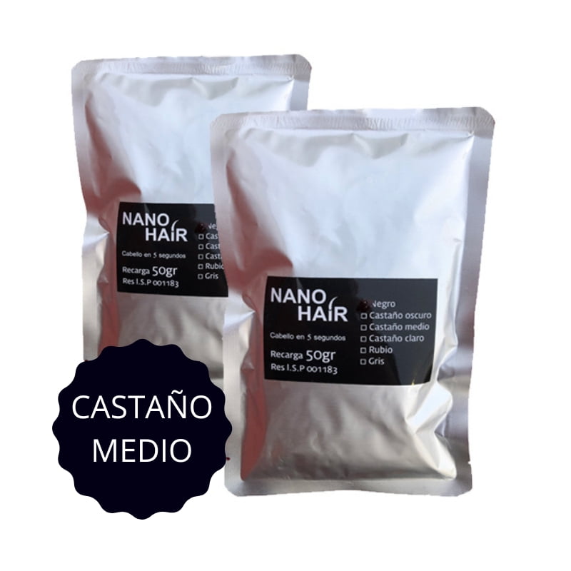 Nano Hair Recarga Pack 100gr Fibra Capilar Castaño Medio