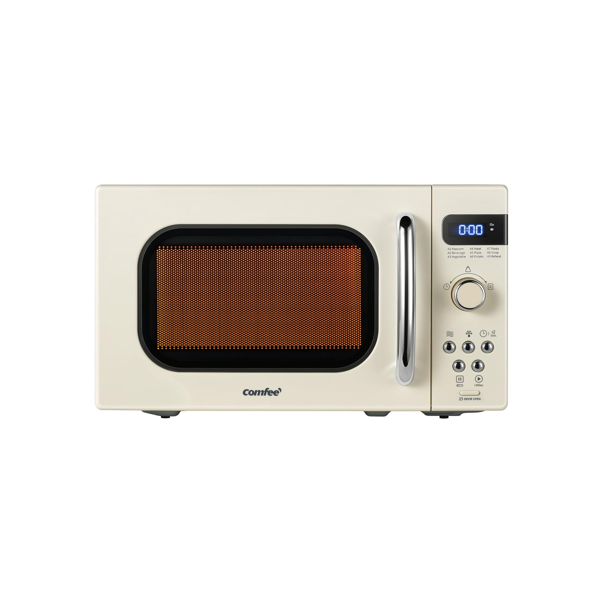 Horno Microondas Comfee' Retro De 0.7 Pies Cúbicos/700 W, Color Crema Am720c2ra-a