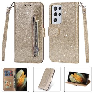 Funda Para Foxdock Elegante Funda Samsung Galaxy S21 Ultra 5G Glitter Con Cremallera-Ideal Para El Uso Diario