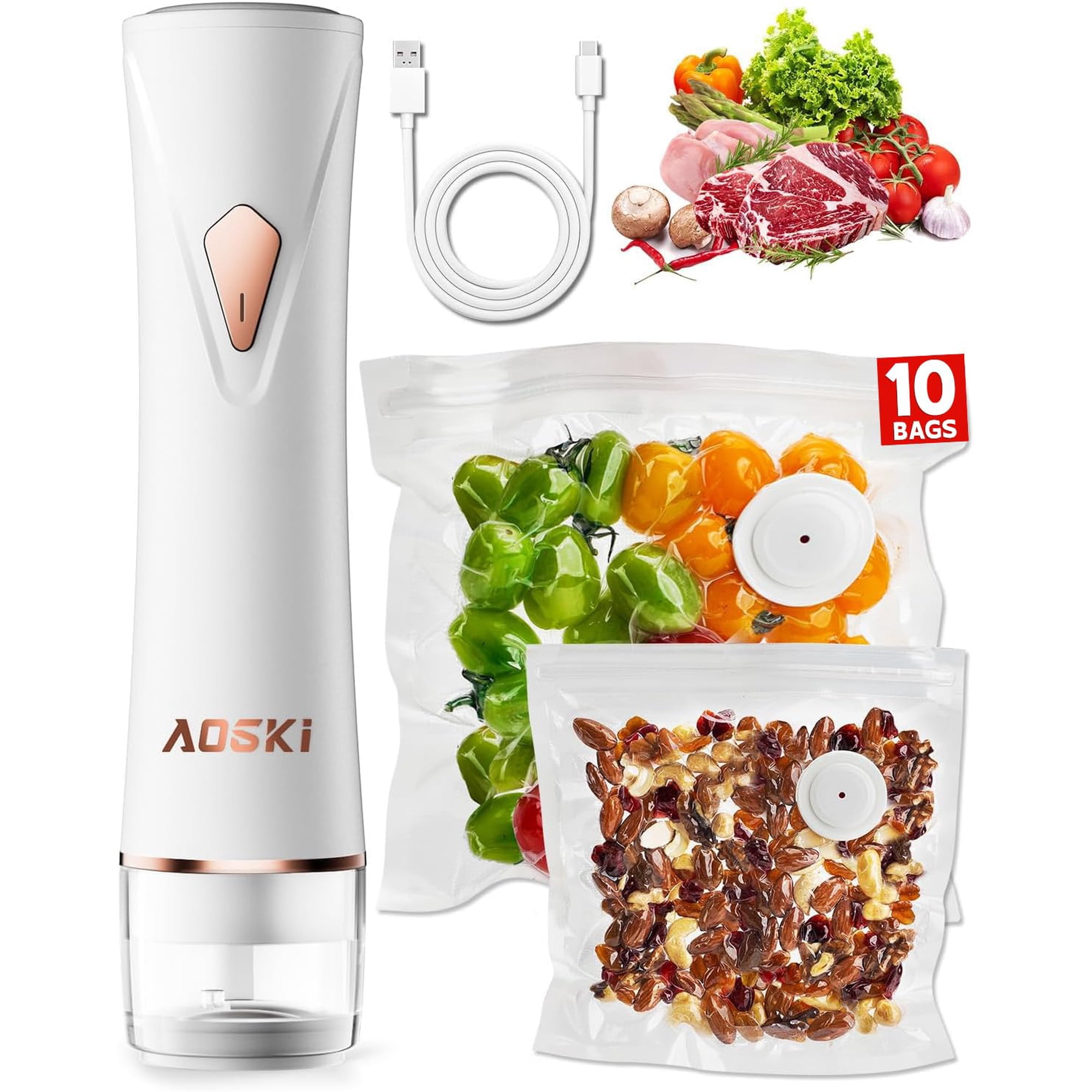 Envasadora Al Vacío Aoski Compact Handheld Portátil Para Alimentos