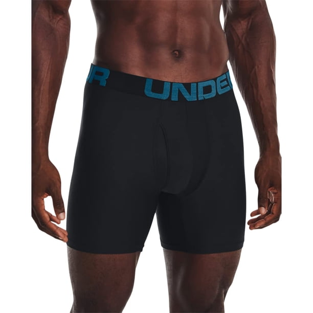 Boxerjock Under Armour Tech de 6 pulgadas para hombre, paquete de 2 unidades, negro/azul