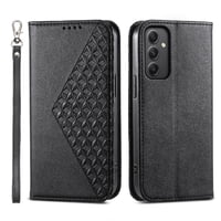 Funda Flip Foxdock Para Samsung Galaxy M34 5G , Estilo Billetera Con Diseño Rombo, Correa De Mano Y Soporte, Uso Diario