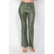 thumbnail image 1 of Saronite Pantalones de Tiro Medio, Entallados y Acampanados con Lentejuelas, con Cintura Elástica Metalizada, Color Oliva (para Mujer), 1 of 1