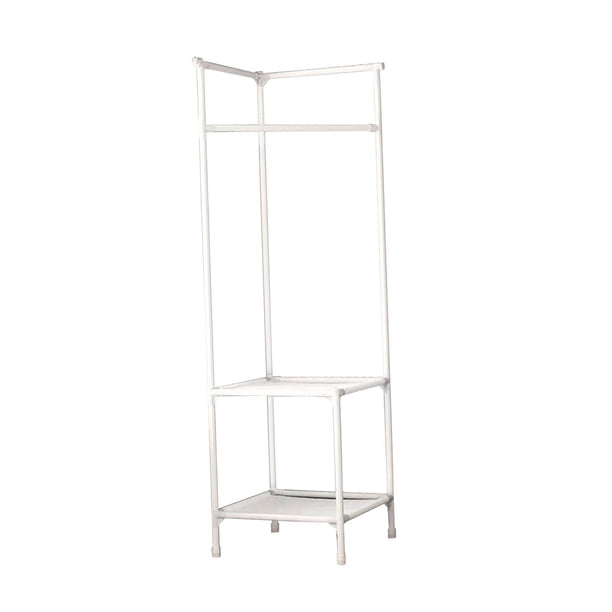 Perchero colgante para ropa, perchero resistente para sala de estar, bolso para el hogar, suéteres, chaquetas, organizador de almacenamiento esquinero Blanco de dos capas.