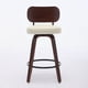 thumbnail image 1 of Swivel Bar Stools Set of 2, 26" Upholstered Faux Leather Counter Height Barstools with Walnut Back & Bentwood Legs, Mid Century Modern Bar Chairs Island Stools for Kitchen Counter, Beige PU, SW1864BG, 1 of 3
