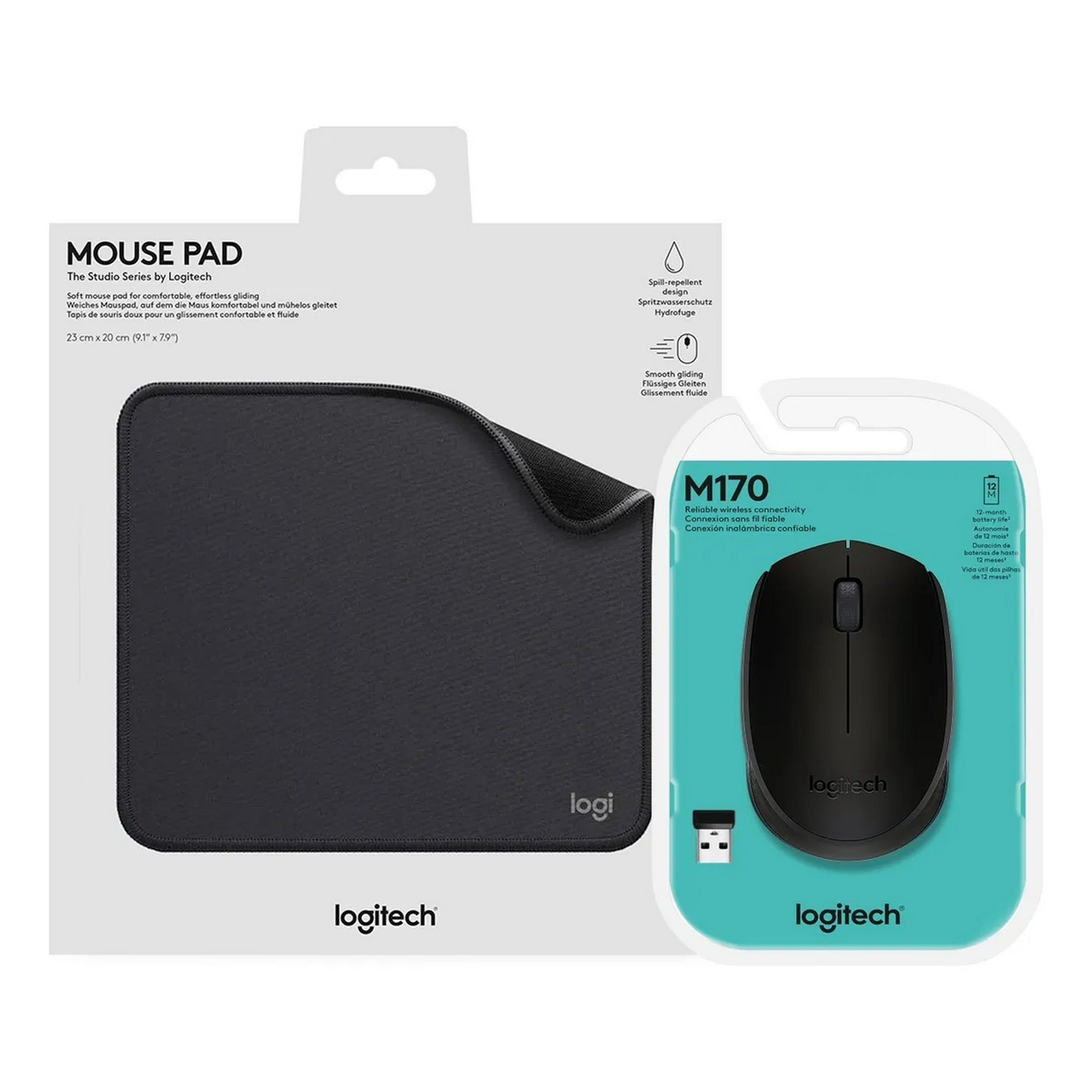 Logitech - Pack Mouse M170 + Mousepad Negro