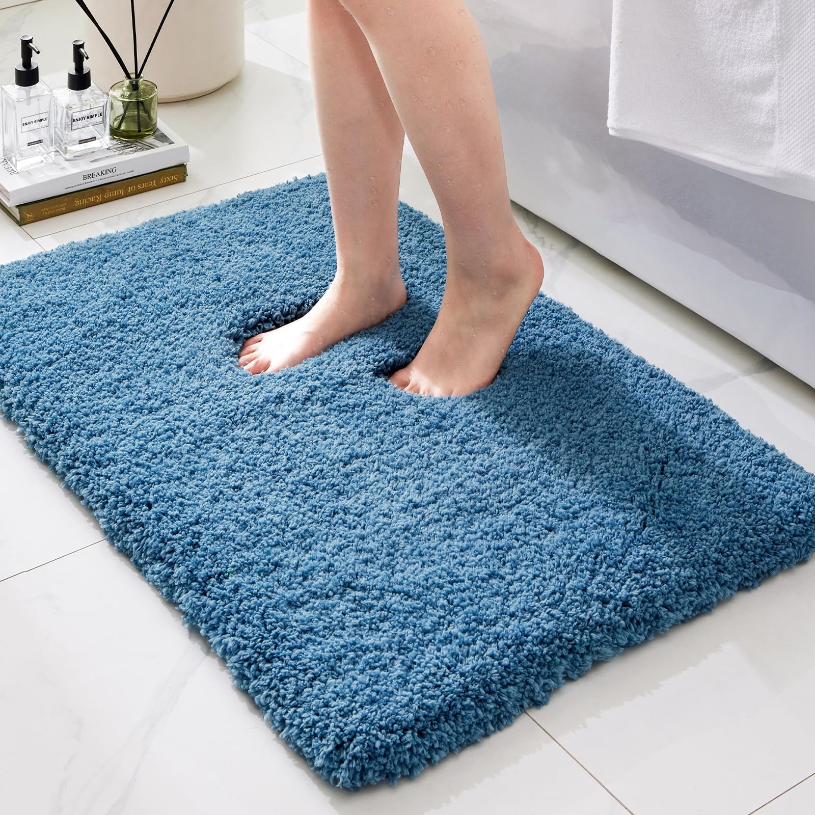 Alfombra De Baño Ruggnovea, Color Azul, 43 X 60 Cm, Lavable A Máquina