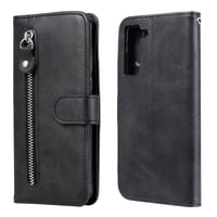 Gangxun - Funda Con Cremallera Para Samsung Galaxy S21 Fe 5G, Carcasa Cartera De Cuero Pu Con Soporte Y Tarjetero